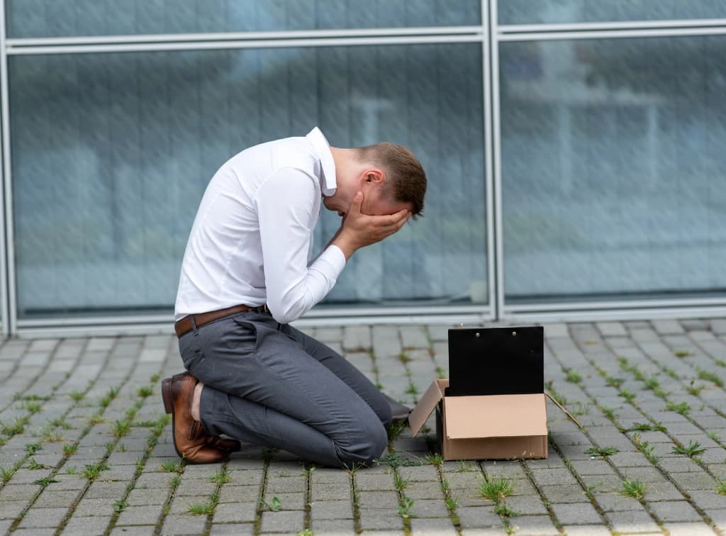 Personne qui pleure après avoir quitté son travail
