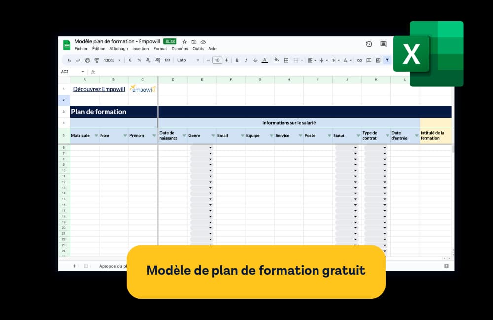 Modèle de plan de formation gratuit