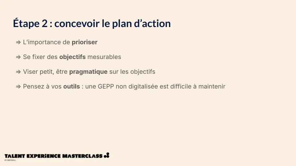 étape 2 de la mise en place de la gepp : concevoir le plan d'action