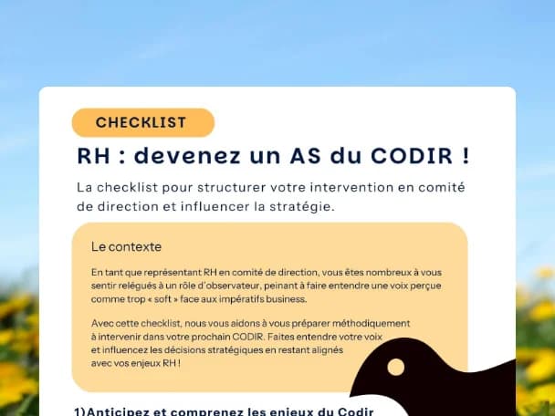 Checklist RH pour devenir un AS du CODIR